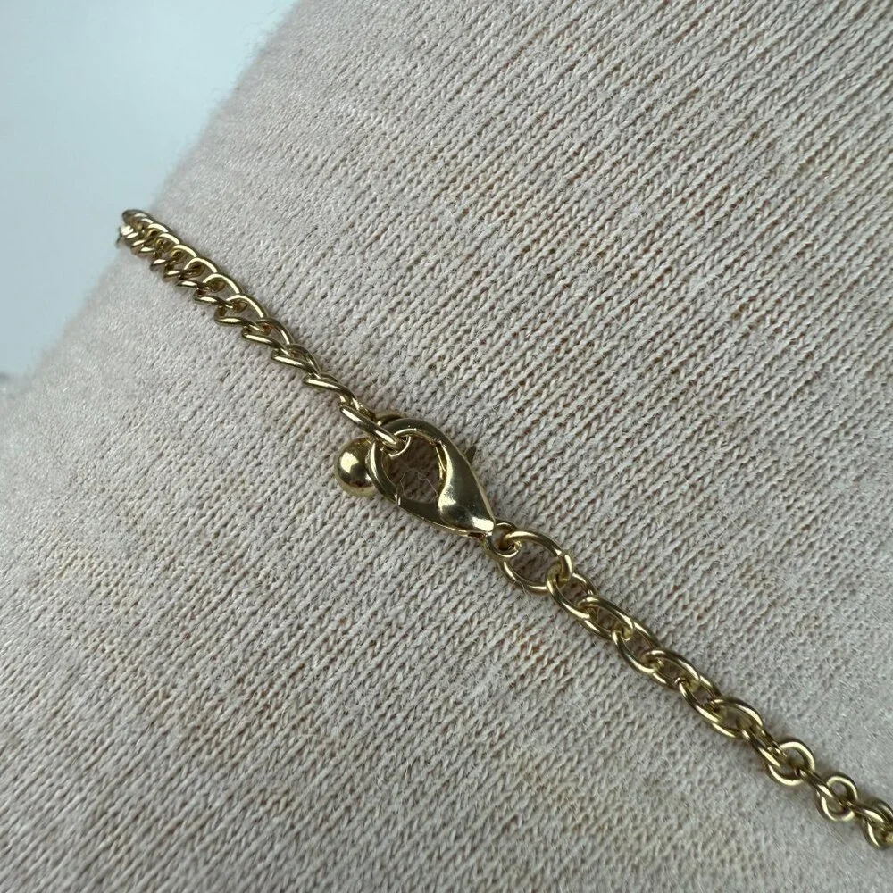 Red Acrylic Drop Gold Tone Chain Necklace 18